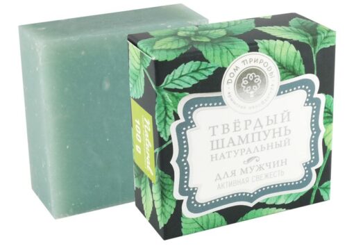 Твердое натуральное мыло-шампунь "Активная свежесть" МН, 90г