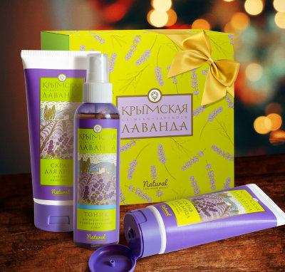 Подарочный набор Крымская лаванда № 2: гель для умывания для нормальной и комбинированной кожи, скраб для лица для всех типов кожи, тоник для лица для нормальной и комбинированной кожи