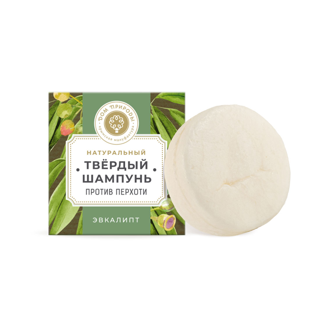 Натуральный твёрдый шампунь с эвкалиптом Против перхоти КИ, 75г