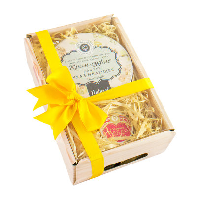 Подарочный набор "Лукошко " : Набор "Лукошко" № 16 - Суфле для тела "Ухаживающее" 250г, Масло для губ "Розовое" 11 г.