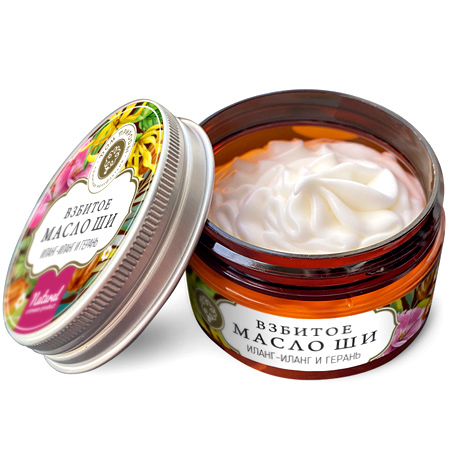 Взбитое масло ши для тела Иланг-иланг и герань КИ, 45г