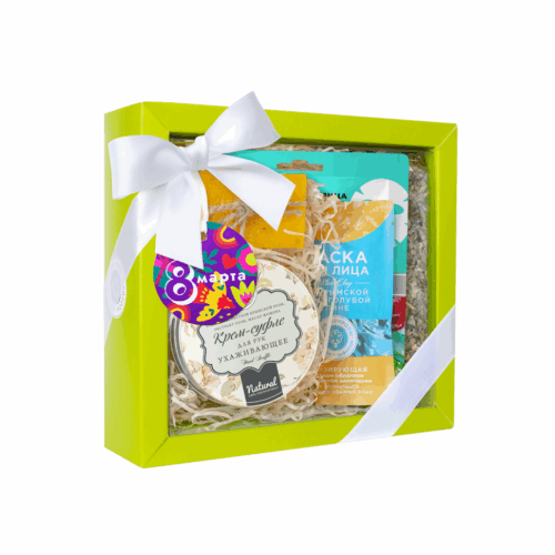 Подарочный набор "Красота от природы": Крымское натуральное мыло на оливковом масле Календула, 100 г, Чай Ароматный сбор 50гр, Тканевая маска для лица Абсолютное увлажнение, 25 г, Крем-суфле для рук Ухаживающее, 150 г, Маска для лица на основе крымс