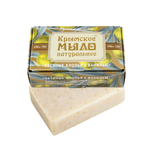 Крымское натуральное мыло на оливковом масле, 100г Овсяные хлопья и ваниль