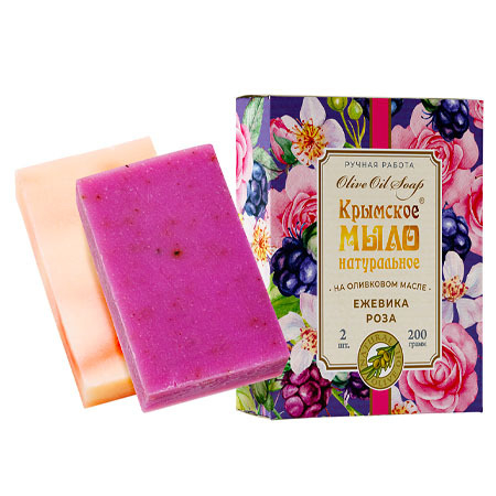 Набор Крымское мыло натуральное на оливковом масле ЕЖЕВИКА и РОЗА МН, 200г