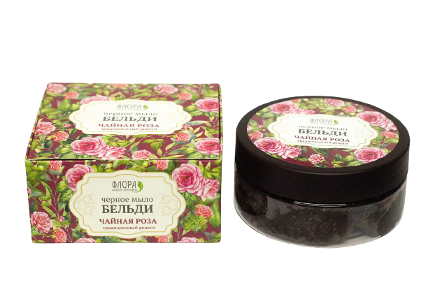 Черное мыло бельди ДК чайная роза