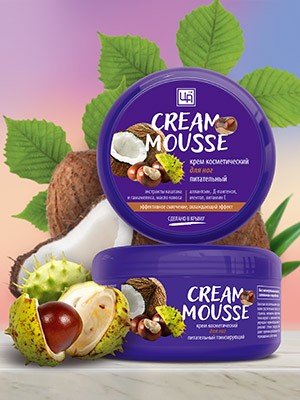 Крем косметический cream-mouse для ухода за кожей ног тонизирующий питательный ,220 гр