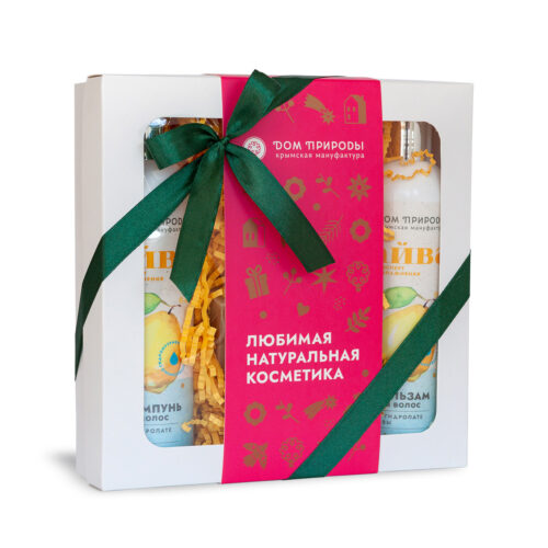 Подарочный набор косметики Айва: Шампунь Айва; Бальзам для волос Айва; Твердое мыло Мускатная айва